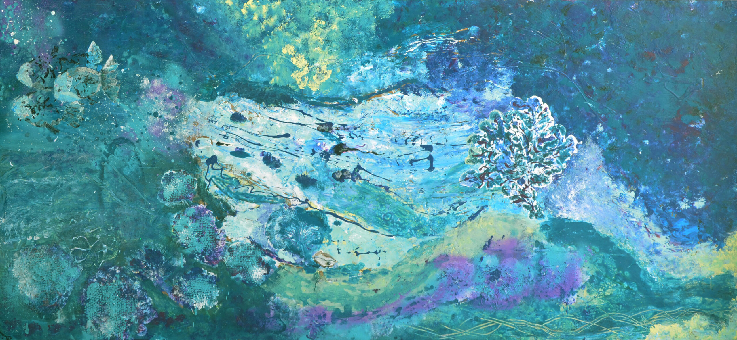 Large Acrylic Painting On Wooden Canva Aqua Profundis Benie Scaled